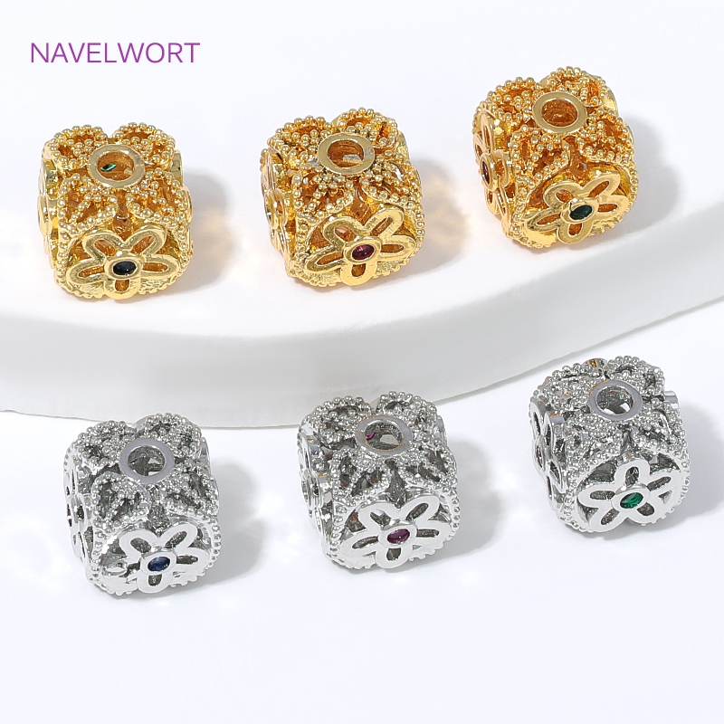 Jewelry Making Items - خرز فاصل مجوف مطلي بالذهب عيار
