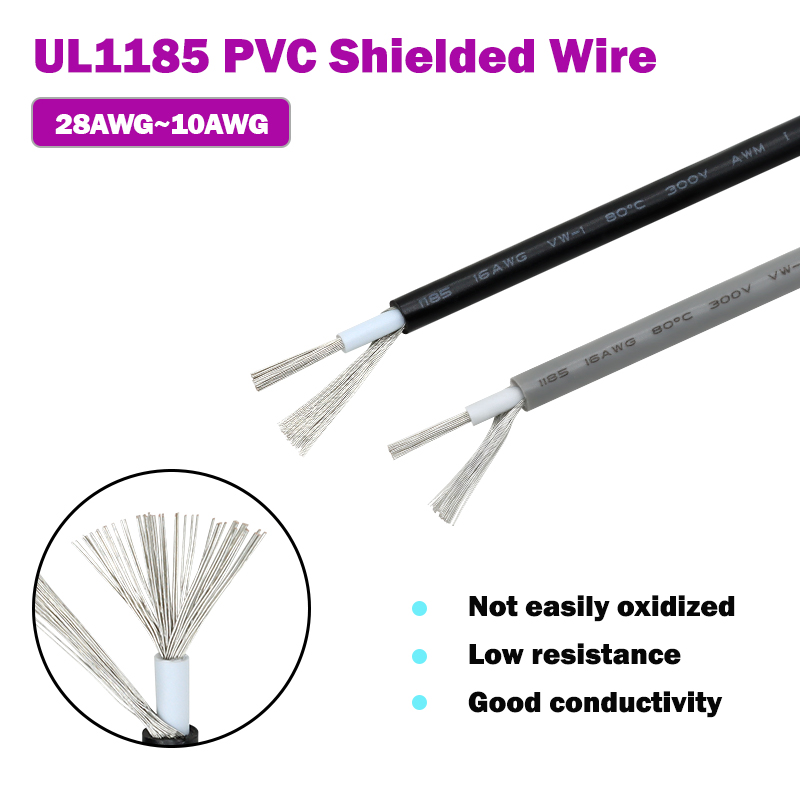 1 ~ 10 متر UL1185 PVC سلك محمي - مراجعة Wire 22 Gauge Copper وسعره